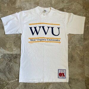 90s Vintage West Virginia Graphic Tee Mens Medium WVU Mountaineers Short Sleeve